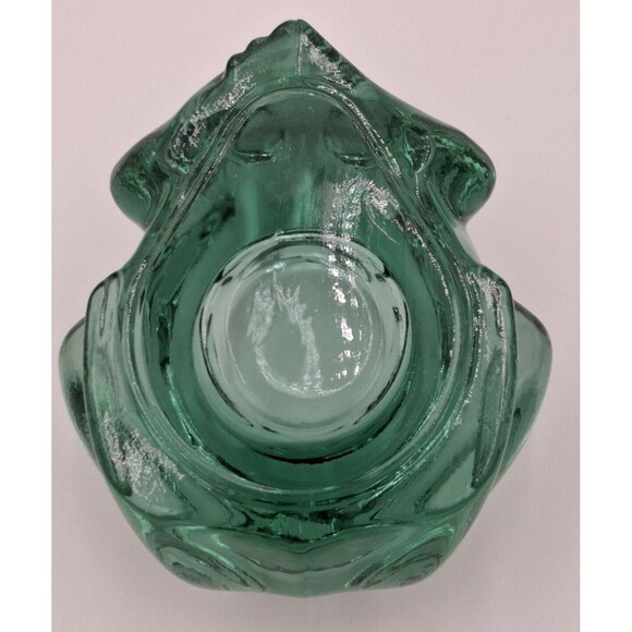 INDIANA ART GLASS GREEN SITTING FROG VOTIVE CANDLE HOLDER PAPERWEIGHT Vintage #2 - Picture 9 of 11